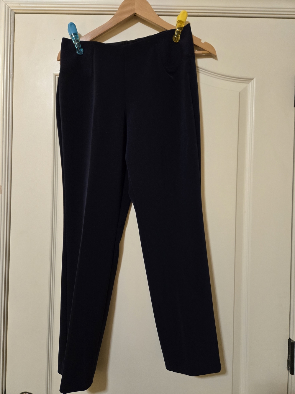 Kim Rogers Deep Navy Straight-Leg Women's Stretch Pants Classy Comfort